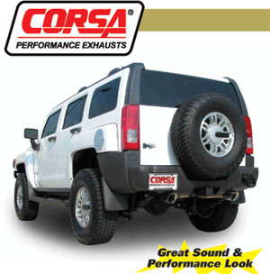 Corsa 14212 Stainless Exhaust 2006-2007 Hummer H3 Touring Dual Rear Exit Pro Series 4.0 Tip